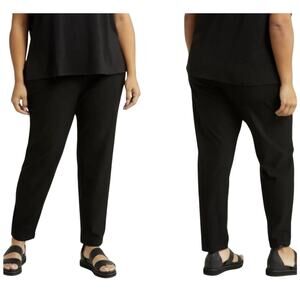 Eileen Fisher Rayon Blend Stretch Pull-On Pants, Black, Size Medium